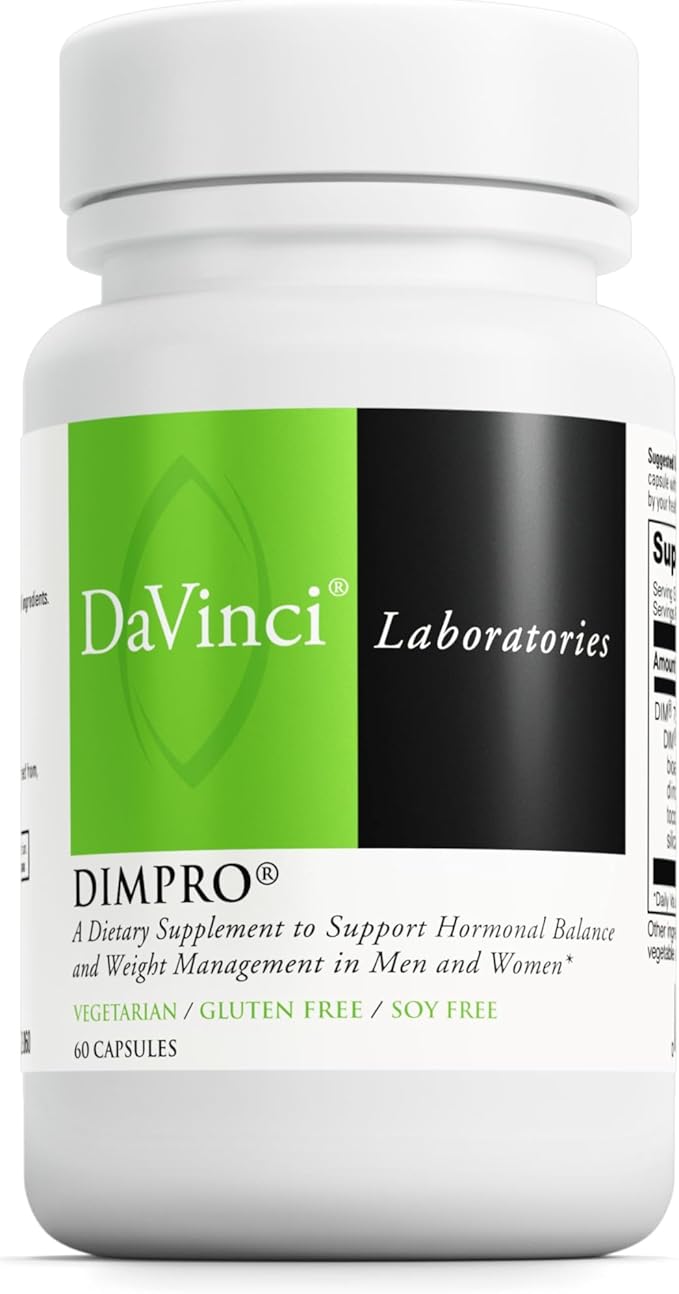 DAVINCI Labs DimPro - Dietary Supplement to Support Hormonal Balance in Men &amp Women &amp Healthy Weight Management* - with Vitamin E and More - Vegetarian - Soy-Free - Gluten-Free - 60 Capsules