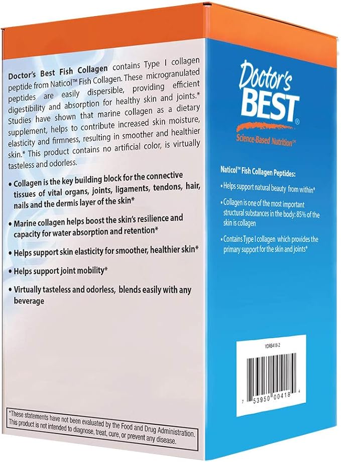 Doctor's Best Fish Collagen w/Naticol Fish Collagen Supports Skin Nails Joints 30 Powder Stick Pack