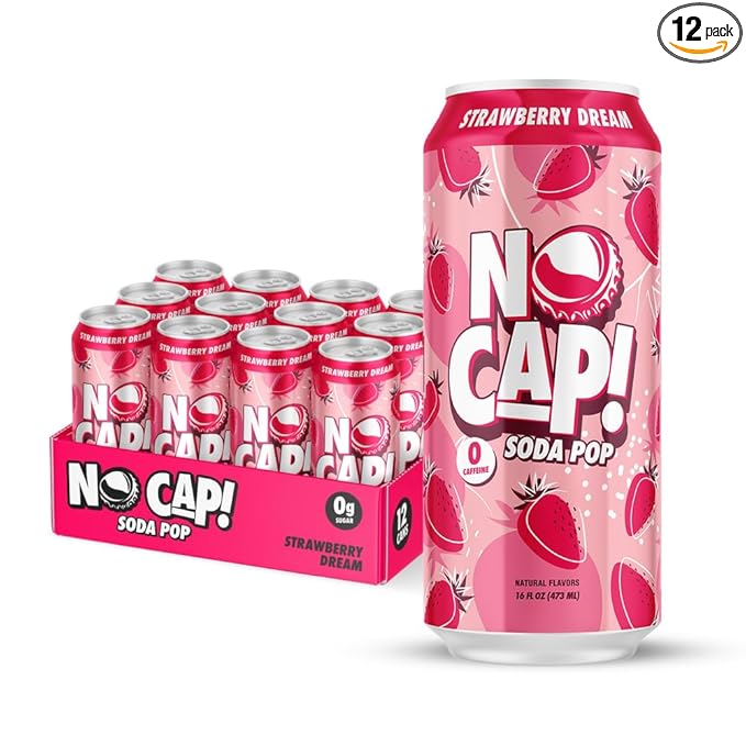 No Cap Soda Pop Strawberry Dream 16 fl oz (Pack of 12)
