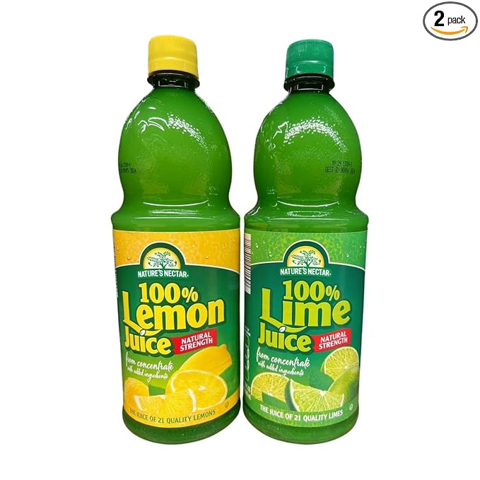 Generic 100% Lemon and Lime Juice Natural Strength. 32 Fl Oz (Pack of 2)