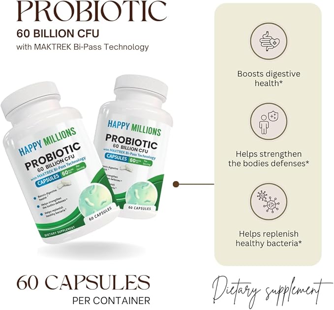 Collagen Complex &amp Probiotic 60 Billion Capsules | Supports Skin Joint &amp Digestive Health | Type I II III V X Collagen + MAKTREK Probiotic | 90 + 60 Capsules