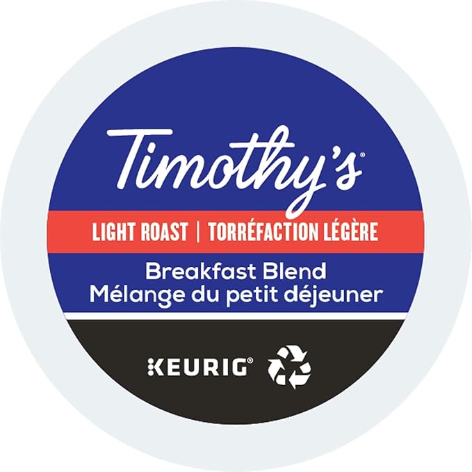 Timothy's Breakfast Blend Single-Serve Keurig K-Cup Pods Light Roast Coffee 96 Count (4 Boxes of 24 Pods)