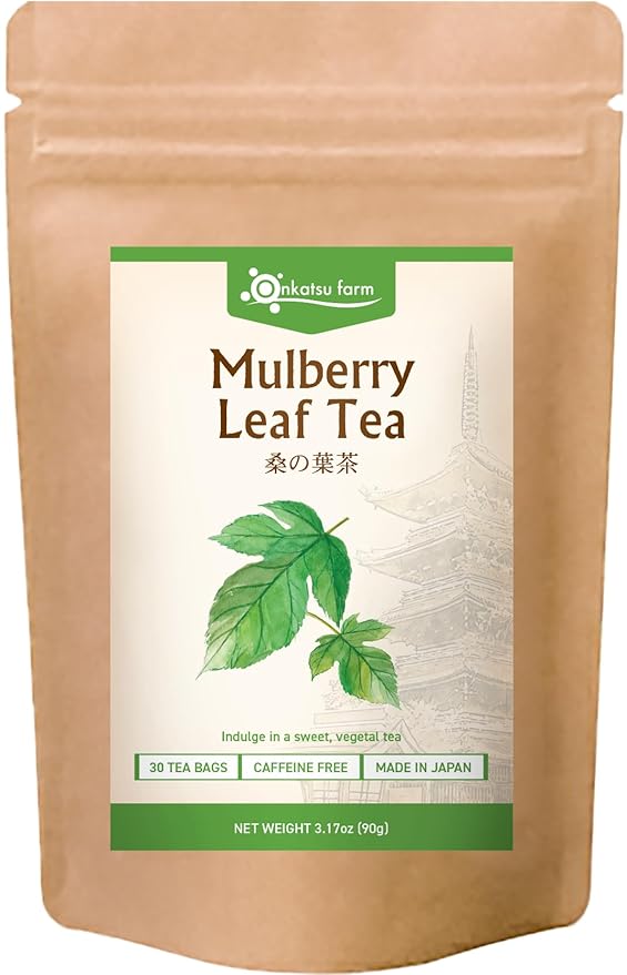 Onkatsu Farm Mulberry Leaf Premium Japanese Tea Bags Sweet Herbaceous Flavor Hot or Iced Caffeine Free 30 Total Tea Bags