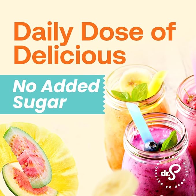 Dr. Smoothie 100% Crushed Tropical Sunshine – No Added Sugar Made with Real Fruits/Fruit Juice – Vegan No Artificial Colors or Flavors – Guava Pineapple Passion Fruit &amp Bananas – Six 46 oz Bot