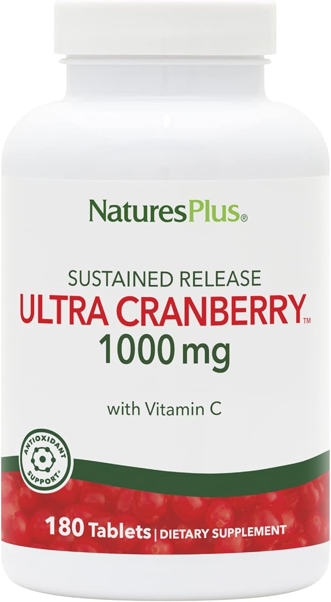 NaturesPlus Ultra Cranberry Sustained Release - 1000mg 180 Tablets - with Vitamin C - Vegetarian Gluten Free - 90 Servings
