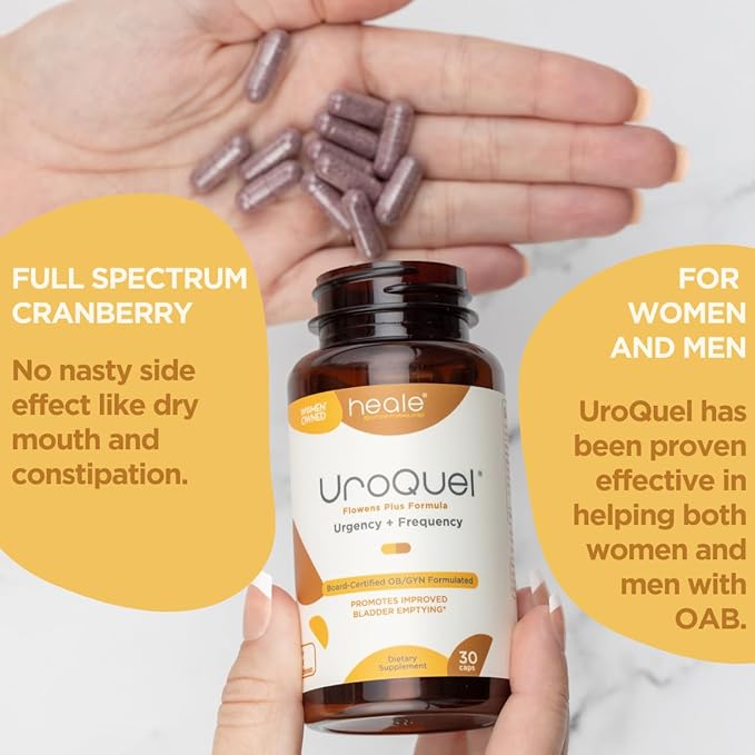 UroQuel - Natural Bladder Control Cranberry Supplement - Reduce Bathroom Urgency Frequency Incontinence with Flowens - OBGYN Formulated - Cranberry Pills for Women &amp Men - by Heale - 30 Capsule