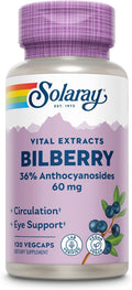 SOLARAY Bilberry Berry Extract 60 mg Per Capsule Powerful Antioxidant Guaranteed Potency for Healthy Vision &amp Circulation Support 120 VegCaps