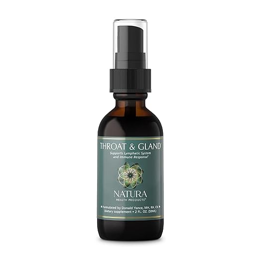 Natura Health Products Throat &amp Gland Spray - Supports Throat Tissue Health and a Healthy Immune Response - Featuring Propolis Echinacea Peppermint Licorice and Arnica (2 Fluid Ounces)