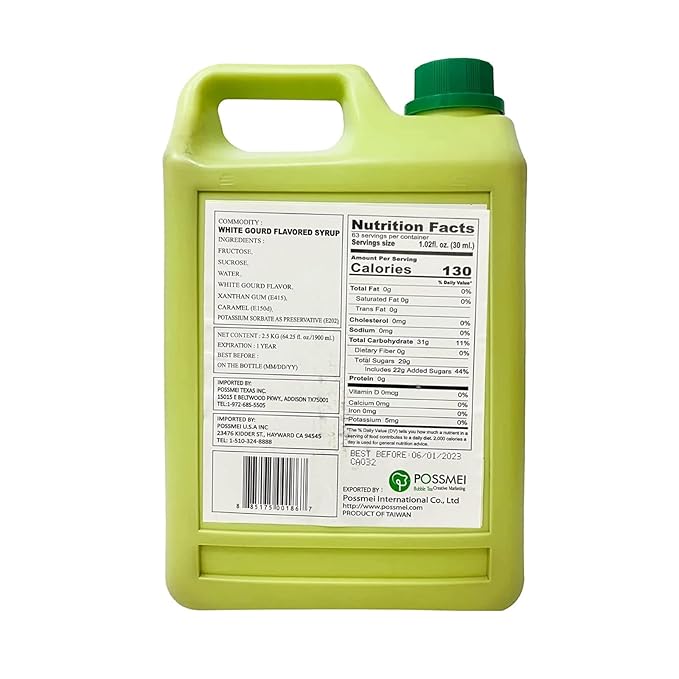 Possmei White Gourd Flavored Syrup 5.5 Pound Plastic Jar 2 Pack