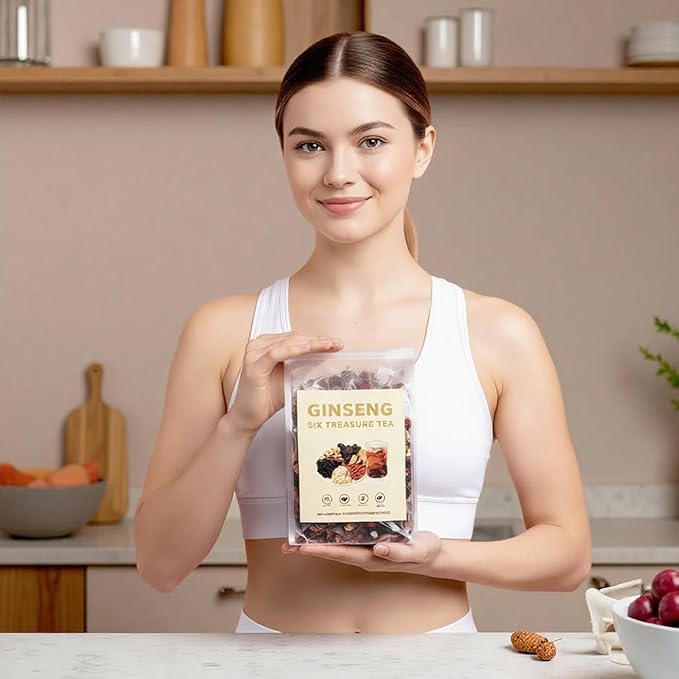 Ginseng Six Treasures Kidney Tea - Traditional Chinese Herbal Tea with Ingredients 6 Precious Herbs Formula (50 Tea Bags)
