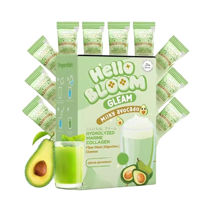 Hello Bloom Gleam Milky Powder Drink [10 Sachets x 18g] 6.3 Ounce (Pack of 1) Milky Avocado