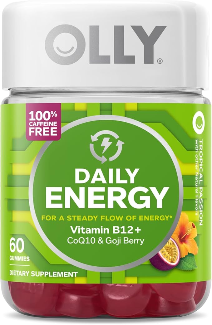 OLLY Muscle Recovery Sleep Gummies Sleep and Sore Muscle Support 3mg Melatonin Tart Cherry &amp Daily Energy Gummy Caffeine Free Vitamin B12 CoQ10 Goji Berry Adult Chewable Supplement