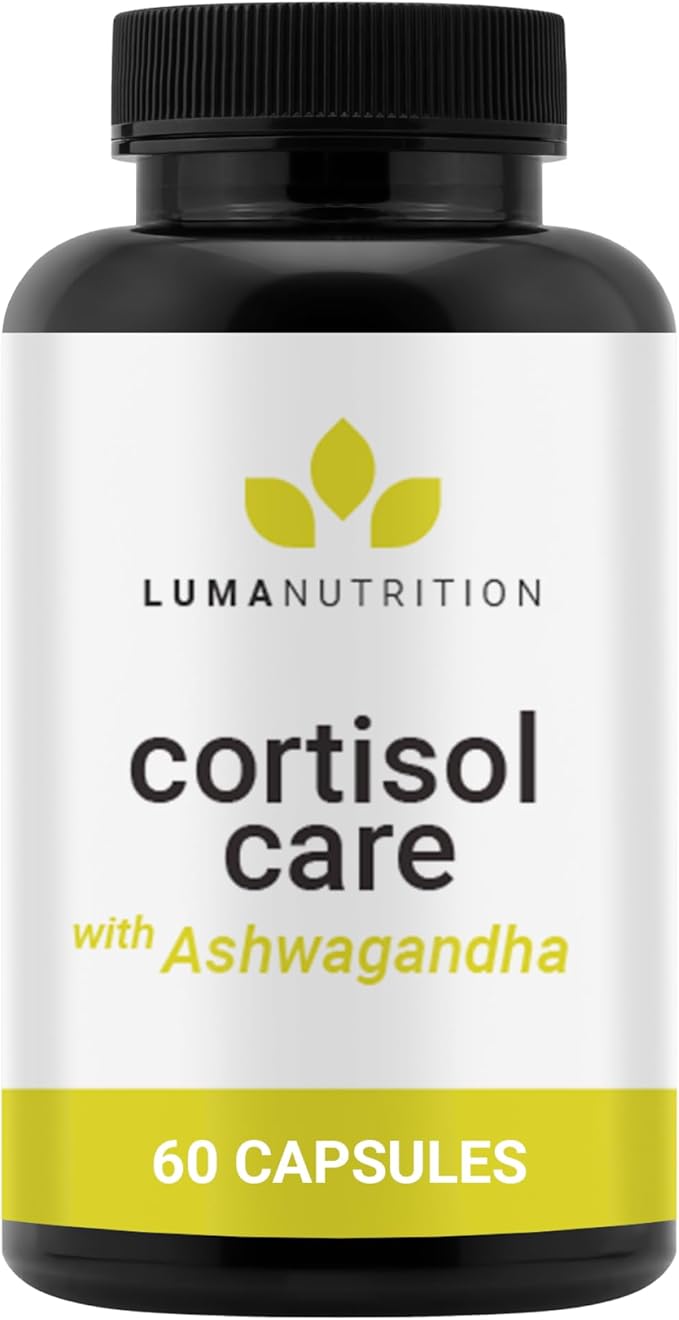 Luma Nutrition Cortisol Reducer and Manager - Ashwagandha + L-Theanine - Cortisol Supplements for Women and Men - Stress Relief Restful Sleep Detox Lower and Control - 60 Capsules