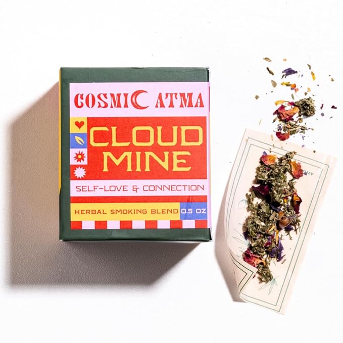 Cosmic Atma Herbal Smoking Blend – Cloud Mine for Soothing &amp Reflective Moments | Herbal Tea Loose Leaf &amp Smokable Herbs – 14gm/0.5oz