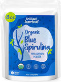 Organic Blue Spirulina Powder - 8oz - Odorless - from Blue Green Algae - Vegan Non GMO Gluten-Free Dairy-Free - USDA Certified Natural Blue Coloring for Smoothies &amp Protein Drinks