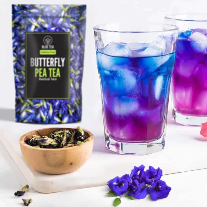 BLUE TEA – Combo - Butterfly Pea Flower Tea (15 Tea Bags) + Butterfly Pea Flower Tea (0.35 Oz) + Butterfly Pea Flower Tea (30 Tea Bags) - Herbal Tea - Gluten Free - Eco-Conscious Packaging