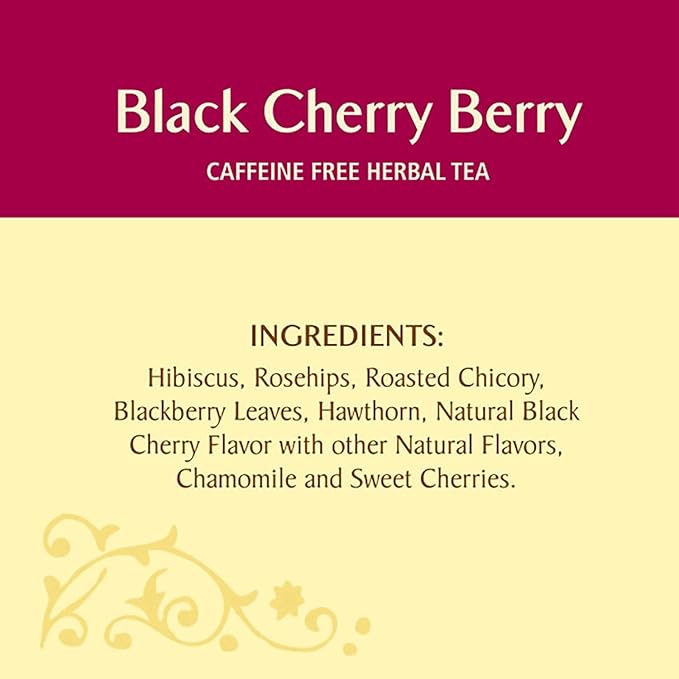 CELESTIAL SEASONINGS: Black Cherry Berry Herbal Tea Caffeine Free 20 bg (Pack of 6)