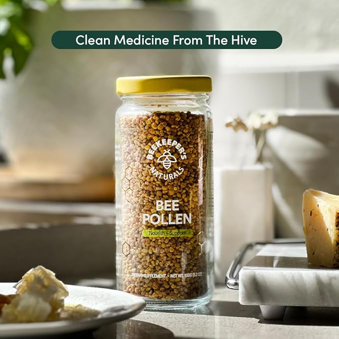 Beekeeper's Naturals - 100% Raw Bee Pollen Granules Natural Preserved Enzymes Source of Vitamin B Minerals Amino Acids &amp Protein - Paleo &amp Keto Friendly Gluten Free (5.2 oz)