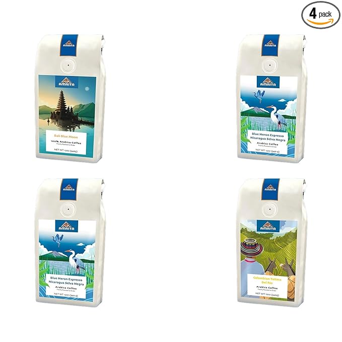 Bean Box Coffee Sampler - Roasted by Amrita 4-Pack Whole Bean Coffee Gourmet Coffee