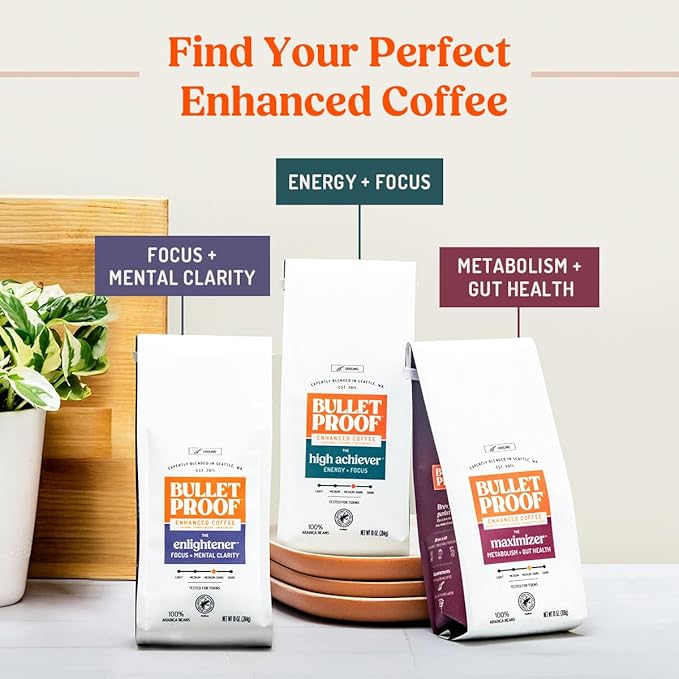 Bulletproof The Enlightener Coffee Pods 24 Count Medium-Dark Roast Enhanced Coffee with L-Theanine Panax Ginseng and Gingko Biloba Supports Mental Clarity Focus and Memory