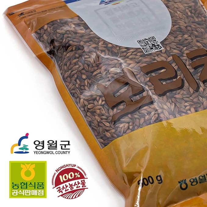 [NongHyup] Authentic Korean Roasted Barley Tea | Boricha (보리차) | 100% Korean Barley | Caffeine-Free | Traditional Flavor | Hot and Cold Brewing | 영월 농협 보리차 | 100% 한국산 (500g/17.6oz)