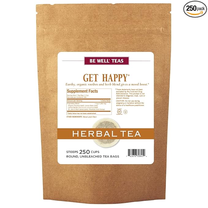 The Republic of Tea Be Well Teas No. 13 Get Happy Herbal Tea For Lifting Your Spirits Refill Pack of 250 Tea Bags