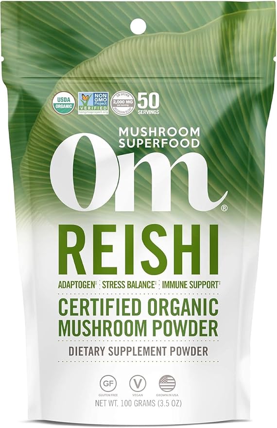 OM MUSHROOM SUPERFOOD Reishi Organic Mushroom Powder 3.5 Ounce 50 Servings Adaptogen Stress &amp Immune Support Superfood Mushroom Supplement