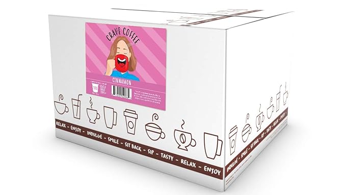 Crave Beverages Flavored Coffee Pods Compatible with Keurig K-Cup Brewers Cinnamon 100 Count