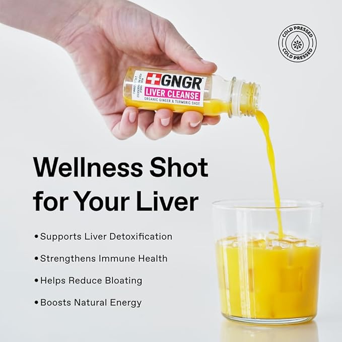 +GNGR Liver Cleanse Detox &amp Repair Cold-Pressed Ginger Shot with Organic Milk Thistle Dandelion Turmeric Immunity Shot for all natural Liver Support &amp Digestion 2 fl oz (Pack of 12)