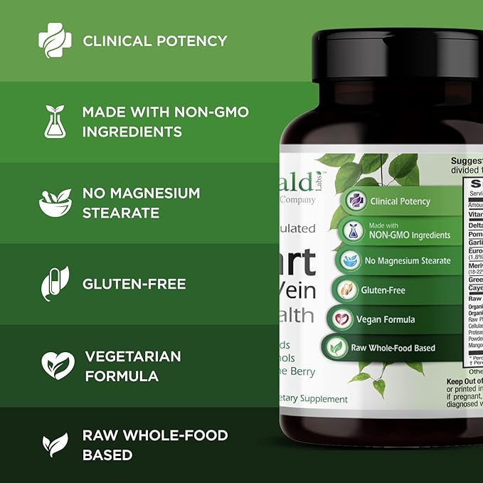 Emerald Labs Heart Artery &amp Vein Health - Heart Health Support with Hawthorn Berry Meriva Turmeric Vitamin K2 as Vital Delta MK-7 &amp More - Gluten-Free - 90 Vegetable Capsules (30-Day Supply