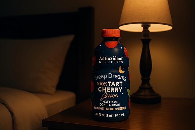 Antioxidant Solutions Sleep Dreams - 100% Tart Cherry Juice with Zinc &amp Magnesium - No Added Sugar - 32 fl oz Bottles (6-Pack)