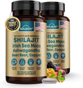Shilajit Pure Himalayan Organic Capsules with Irish Sea Moss Ashwagandha Copper Beet Root - Fulvic Acid Trace Minerals Supplement for Men &amp Women - 180 Count Non-GMO Gluten-Free