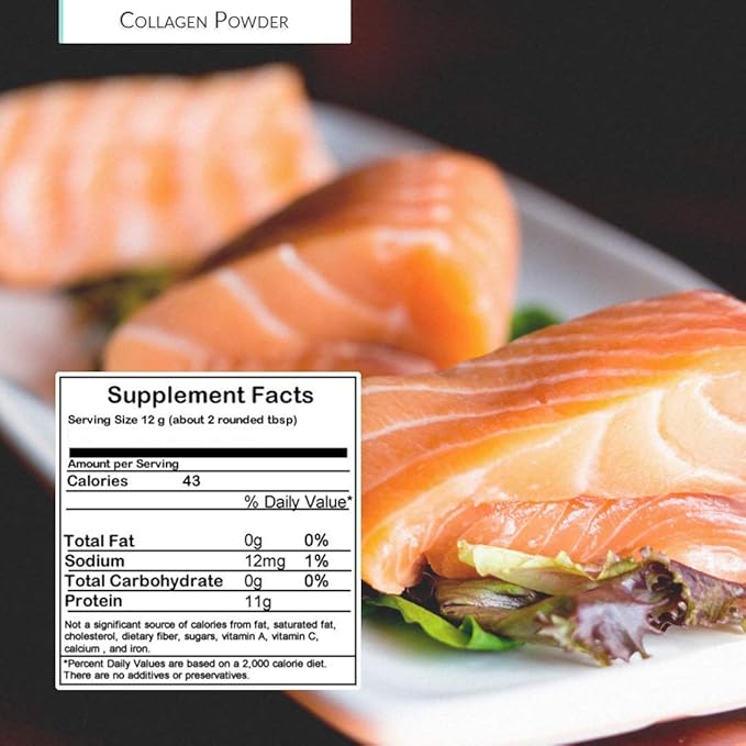 Wild Alaskan Salmon Bone Broth Collagen Powder 5LB Pure Protein Non-Gelling Type - Unflavored No Taste