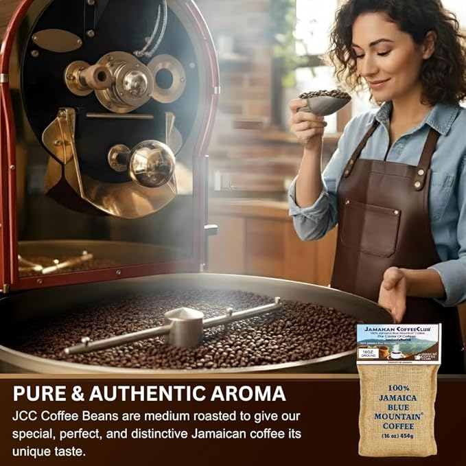 JamaicanCoffeeClub Blue Mountain Ground Coffee RG 16oz 100% Jamaican Blue Mountain Coffee Fresh Medium Roast Smooth &amp Balanced Taste Premium Quality Coffee from Jamaica