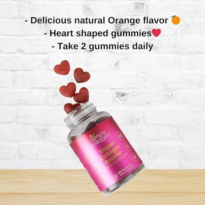 Simply Collagen® Vegan Collagen Booster Gummies for Women &amp Men - Promotes Youthful &amp Beautiful Skin Hair Nails &amp Lashes - Key Amino Acids &amp Antioxidants with Biotin Vitamins AC &
