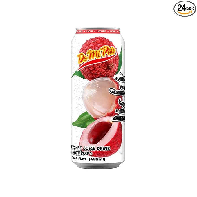 De Mi Pais Lychee Drink with Pulp 16oz / Bebida de Lichi con Pulpa 16oz (24)
