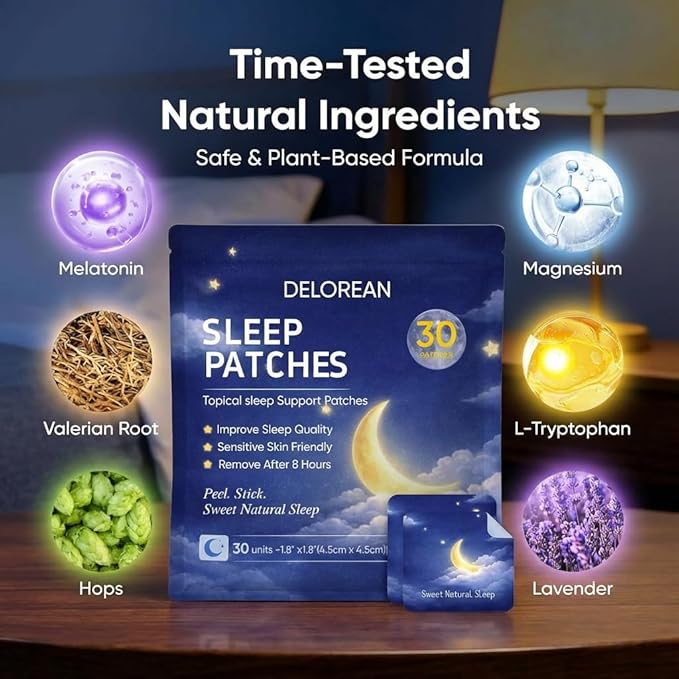 Drowzen Sleep Patches Delorien Sleep Patches for Adults Herbal Melatonin &amp Valerian Night Patches Sleeping Stickers for Relaxation &amp Nighttime Rest 30 Patches (3PCS)