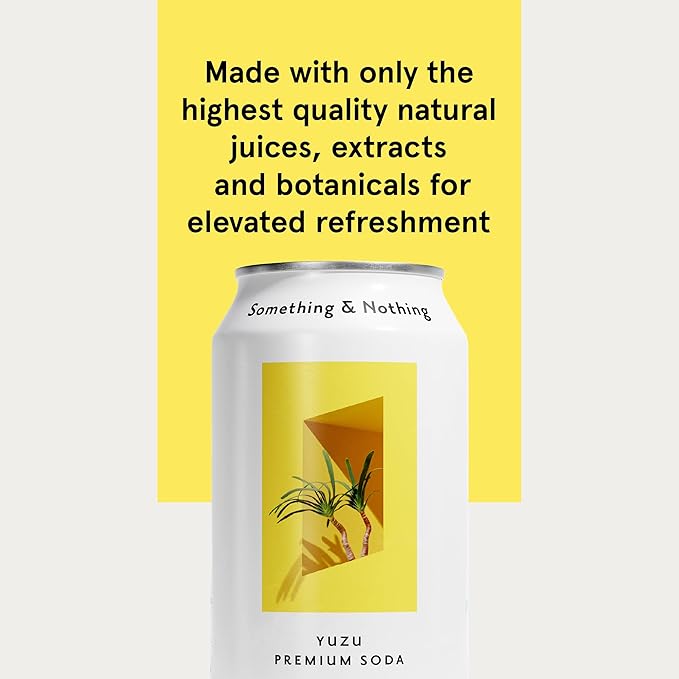 Something &amp Nothing Yuzu Flavoured Sparkling Water | Lightly Carbonated Full Flavoured with Added Grape &amp Lemon Juice | Vegan &amp Low Calorie Soda | 12 Fl Oz Cans (Pack of 12)