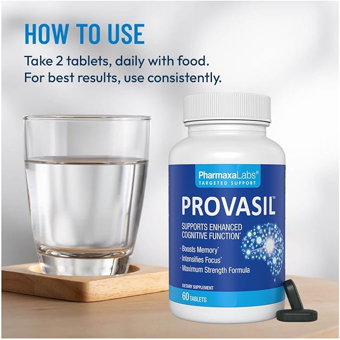 Provasil Maximum Strength Brain Supplement - Boosts Memory &amp Focus - Increases Mental Performance &amp Cognitive Health - Phosphatidylserine Resveratol Folate Ginkgo Leaf Bacopa &amp More -