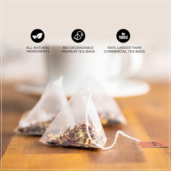Brook37 Pink Rose Strawberry Herbal Tea - Premium Tea | Caffeine Free | Natural flavor and ingredients | Hibiscus Rose Strawberry | 20 Tea Bags | Plastic Neutral Brand | Ideal Tea Gift