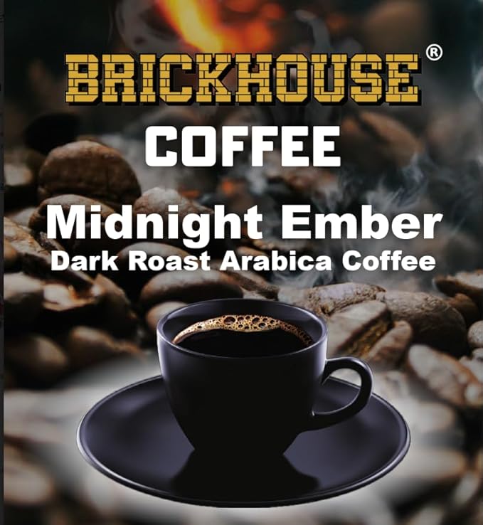 Brickhouse Coffee Midnight Ember Dark Roast 100% Arabica Ground Coffee Bold &amp Smoky Flavor 6 x 12oz Bags