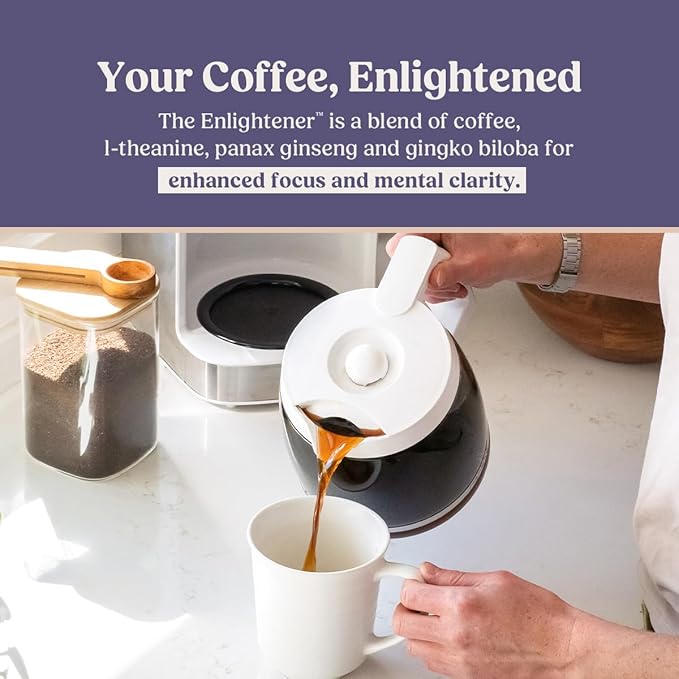 Bulletproof The Enlightener Coffee Pods 24 Count Medium-Dark Roast Enhanced Coffee with L-Theanine Panax Ginseng and Gingko Biloba Supports Mental Clarity Focus and Memory