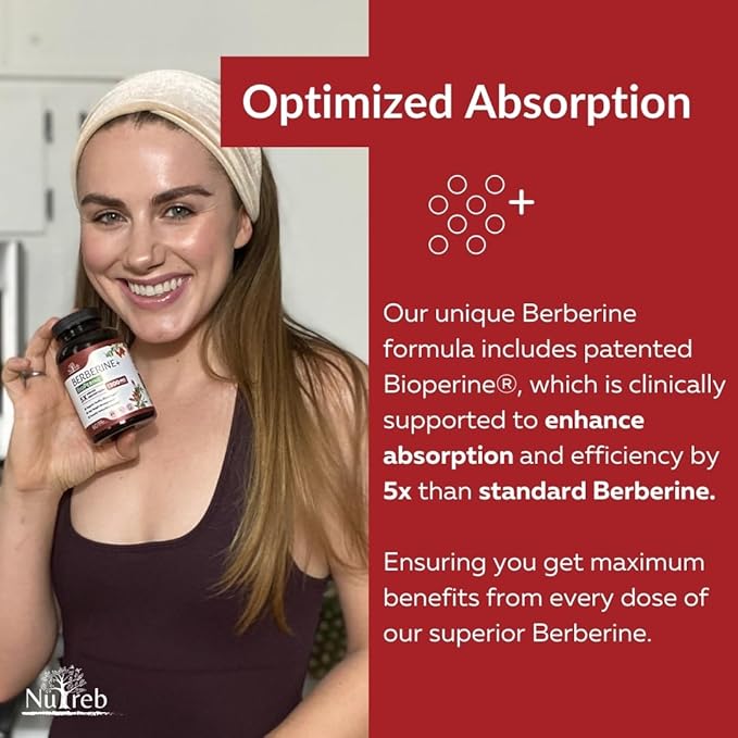 Berberine Supplement 1200mg - 5X Higher Absorption - Ultra Pure 98% Berberine HCL - Healthy Weight Management Immune Support - Non GMO Manufactured in USA - 60 Vegan Capsules