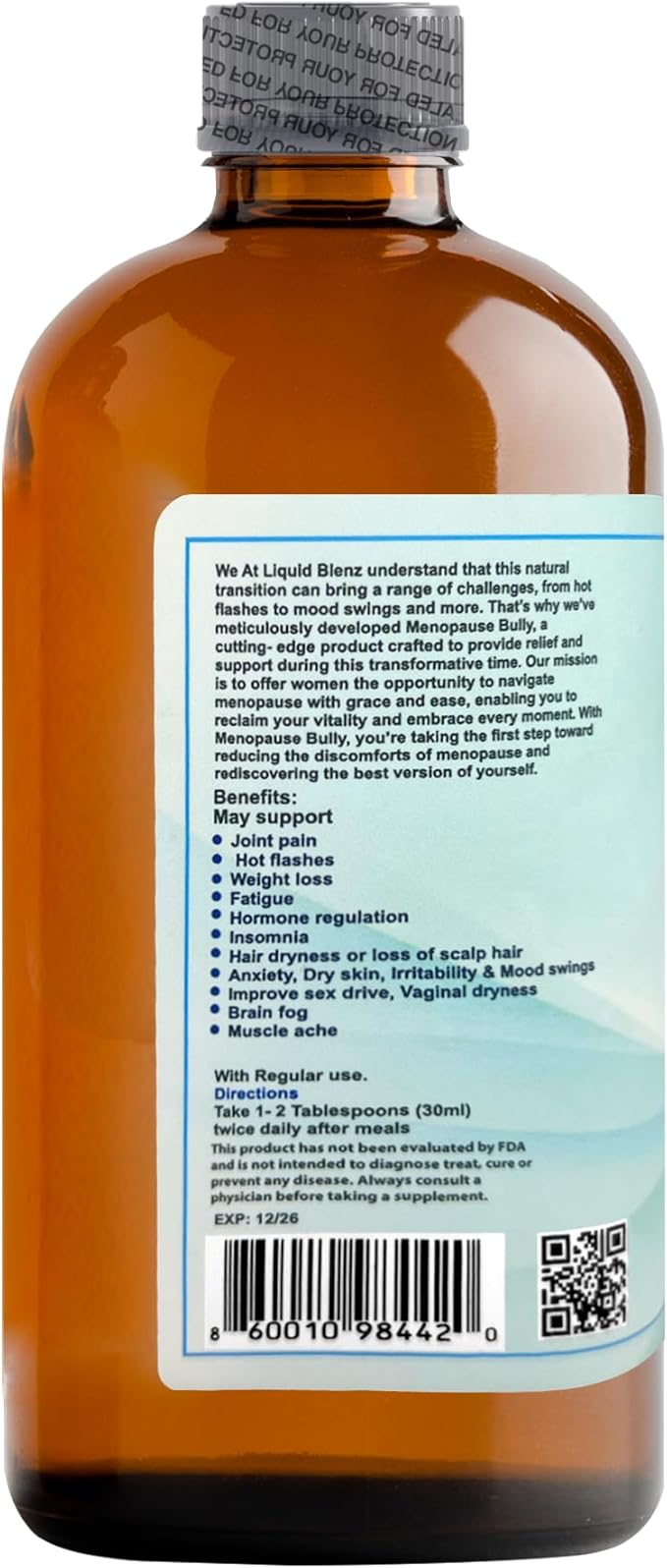 Menopause Bully | Herbal Supplement for Natural Support | Helps Ease Menopause Symptoms &amp Promote Balance | 16 fl oz
