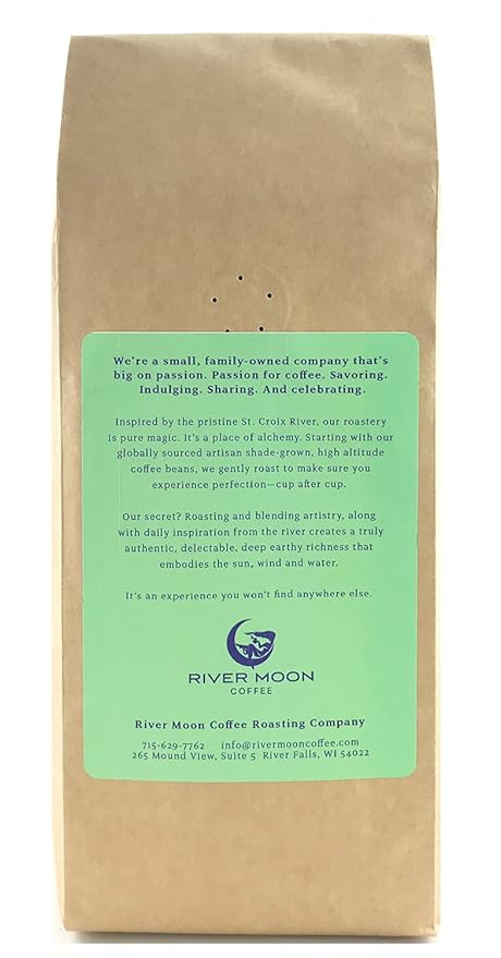 River Moon Coffee Kona Coffee Ground Medium Roast 16 Ounces Kona Waves Hawaiian Blend Sustainably Farmed 100% Arabica