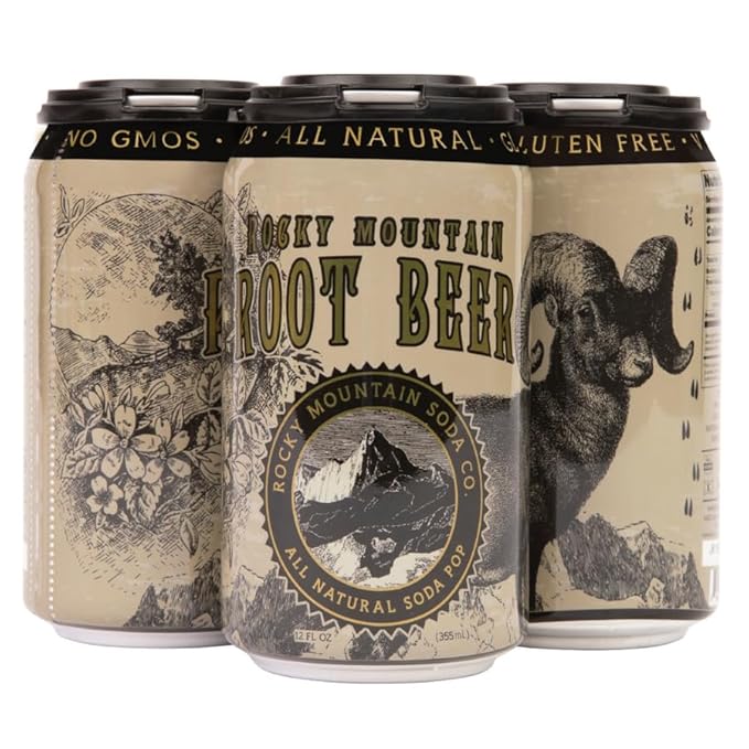 Rocky Mountain Soda RM Root Beer Can 4 Pack 48 fl oz (Pack of 6)