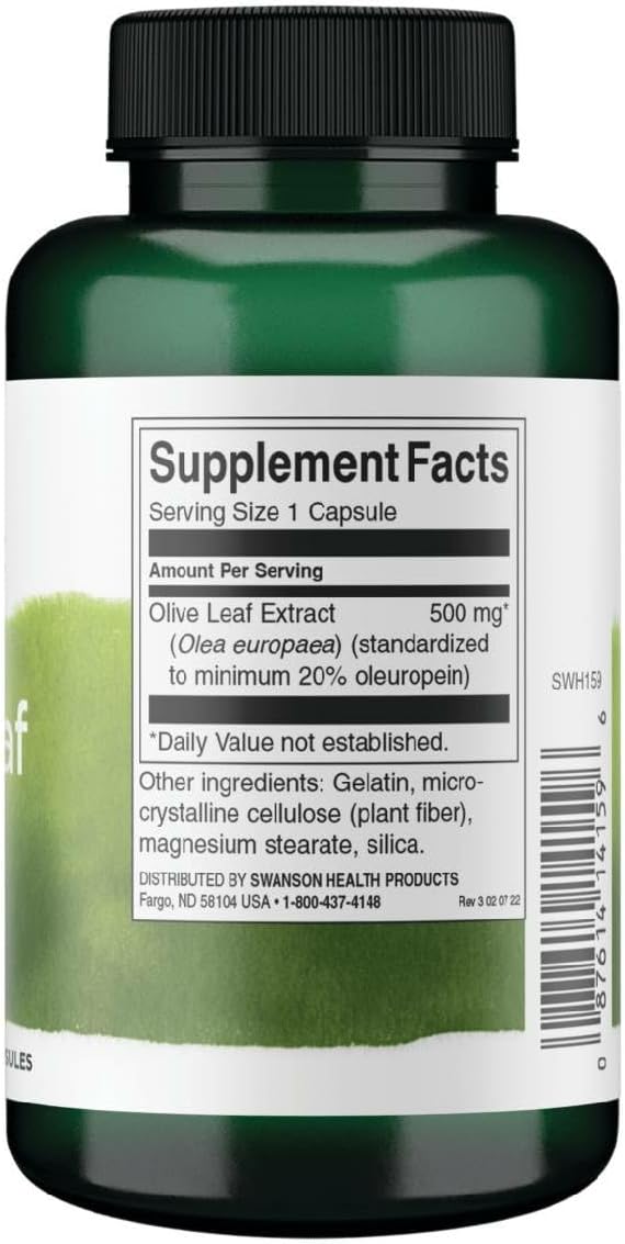 Swanson Olive Leaf Extract Immune and Cardiovascular Health Supplement for Adults Seeking Year-Round Immune Support - 20% Oleuropein (120 Capsules 500 mg 3 Pack)