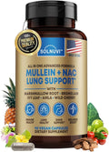 Mullein Leaf Extract &amp NAC Lung Detox Cleanse- N-Acetyl Cysteine Marshmallow Root Bromelain - Lung Health Sinus Mucus Removal Support Supplement for Smokers - 90 Capsules Non-GMO Gluten-Free