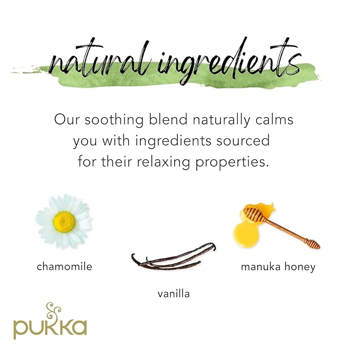 Pukka Organic Tea Bags Chamomile Vanilla &amp Manuka Honey Herbal Tea Perfect for Moments of Calm 20 Count (Pack of 6) 120 Tea Bags