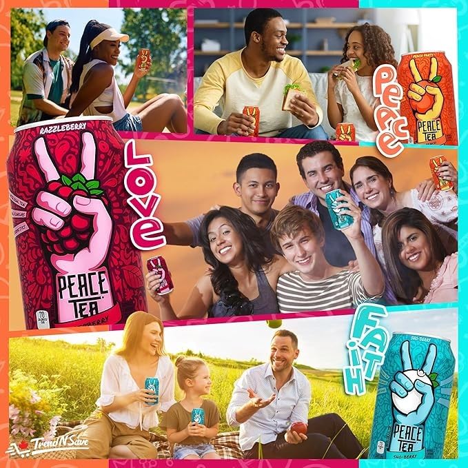 Peace Tea Sno Berry - No Preservatives Made with Real Tea and Natural Fruity Flavor - Pack of 6 Iced Tea Cans 341 mL/11.5 fl. oz. (Shipped from Canada) by TrendnSave